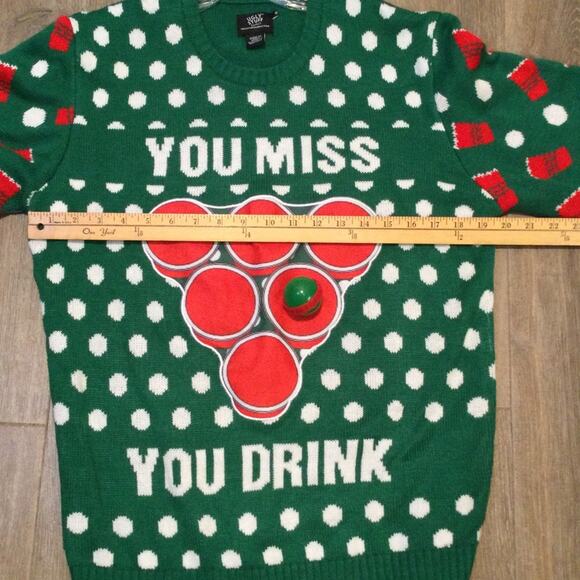 Ugly Christmas Sweater Party drinking ball themed adult small - Picture 5 of 6
